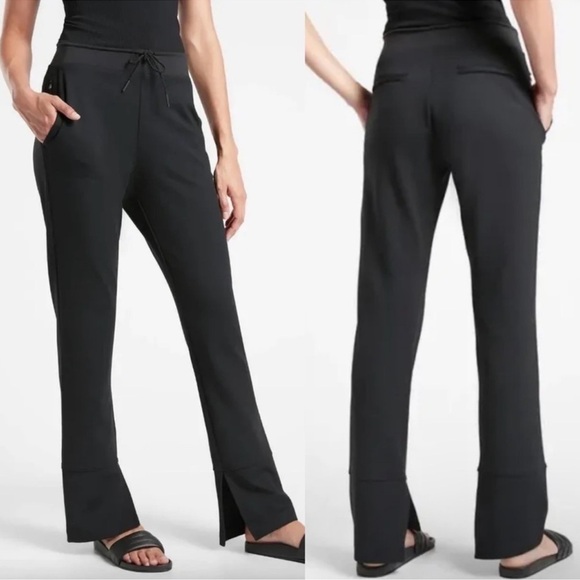 Athleta Pants - Athleta Black Hermosa Flare Leg Pants Size Small Athleisure Slit Hem